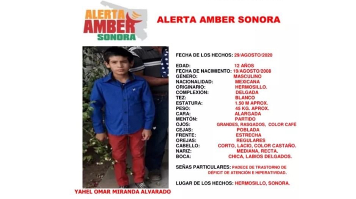 Activan Alerta Amber en Hermosillo por Yahel Omar Miranda, de 12 años