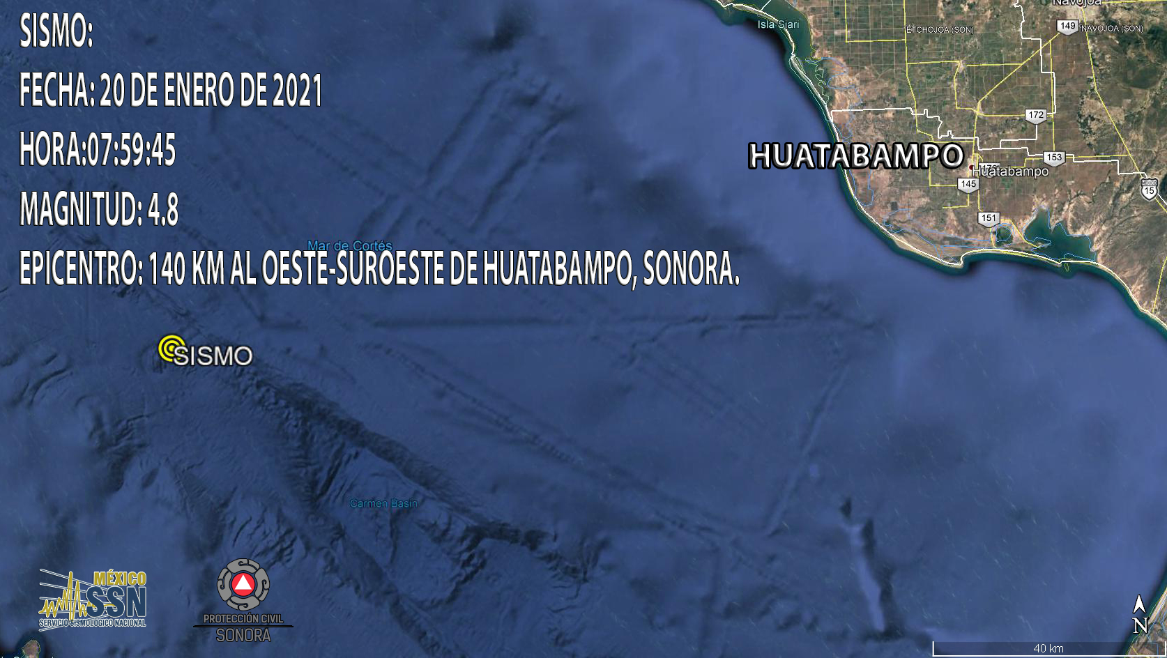 Tiembla en Cajeme y Huatabampo; sismo fue de magnitud 4.8