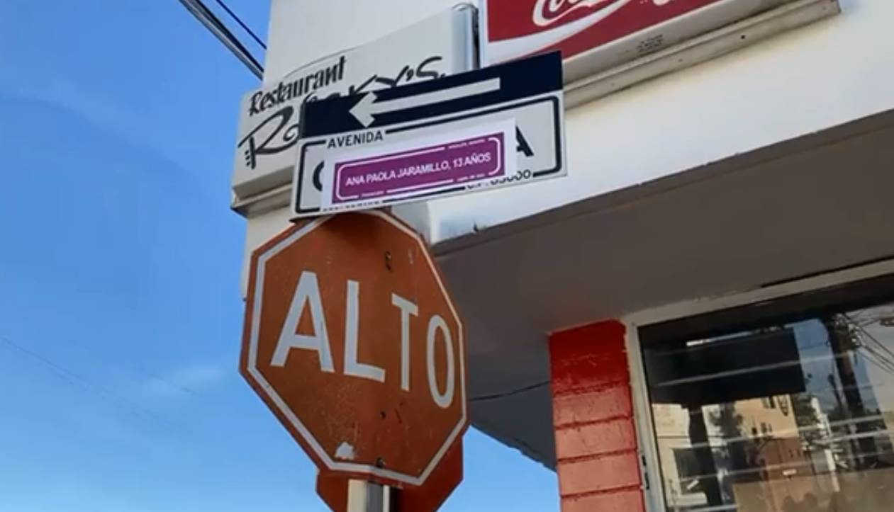 Colocan nombres de víctimas de feminicidio en calles del Centro de Hermosillo