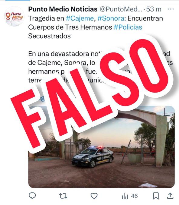 Aclaran en Sonora información sobre presuntos hermanos policías asesinados este martes; es falsa